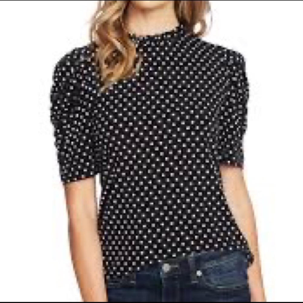 Cece Black Polka Dot Top - Size M